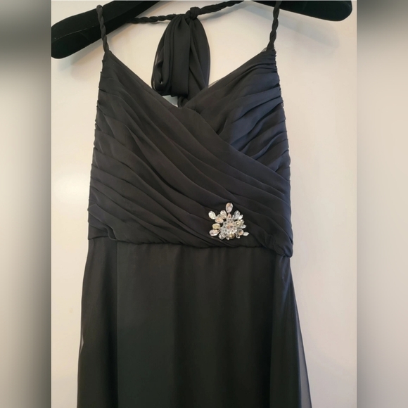 NWT US Size 10 Mori Lee Bridesmaid Black Chiffon Long Formal Gown Dress - Picture 4 of 12